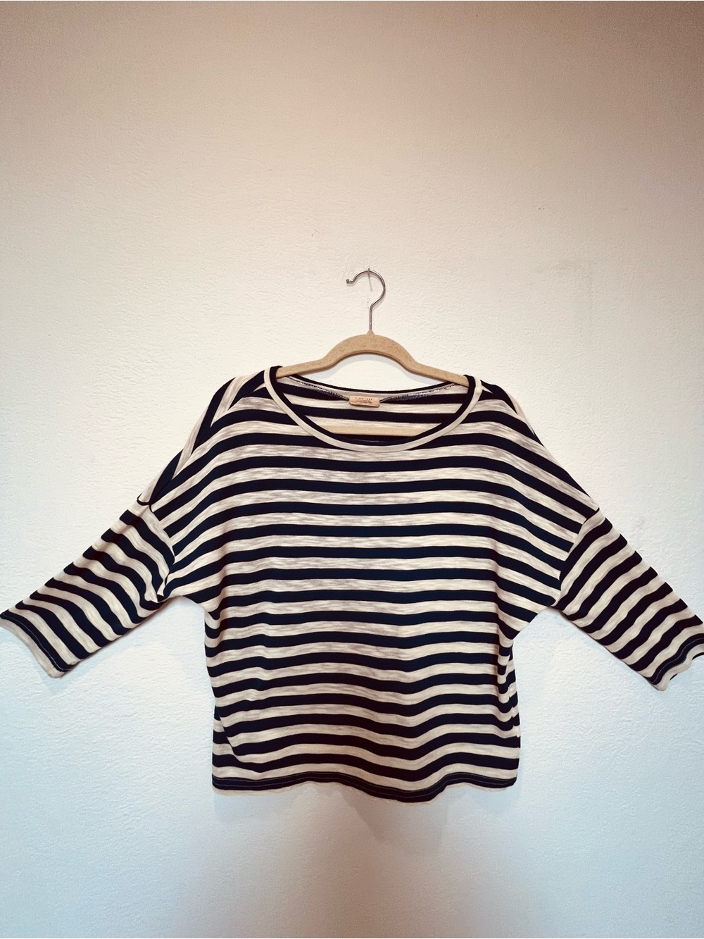 Vintage Navy and Cream Striped Top
